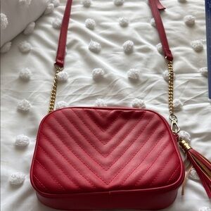 Elegant Red Quilted Shoulder Bag